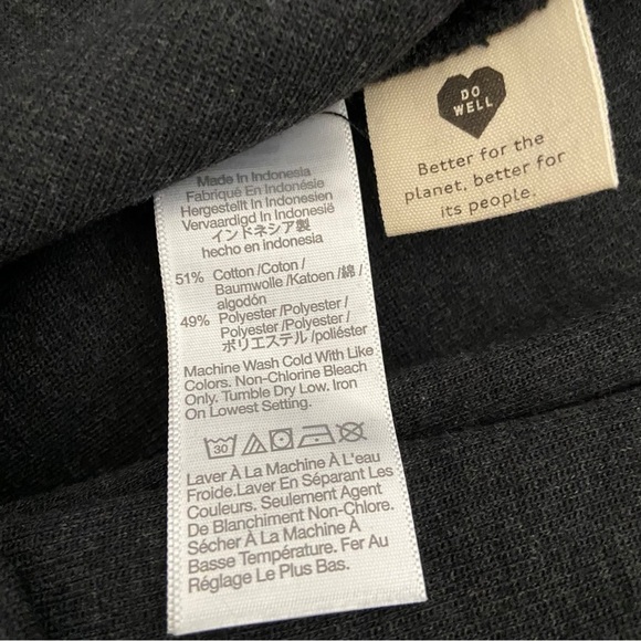 Madewell Women's (Re)sourced Plush Mockneck Puff Sleeve Top Sweater Size M Gray - Picture 6 of 9